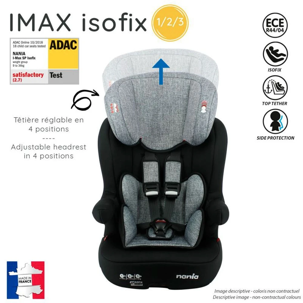 Siège Auto Imax Isofix Luxe Gris - Groupe 1/2/3 – Image 3