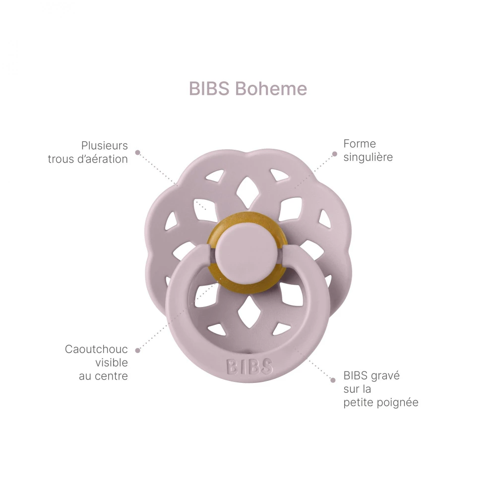 BIBS Pack De 2 Sucettes Bohème Caoutchouc 6 Mois+ Ivory Et Sage – Image 6