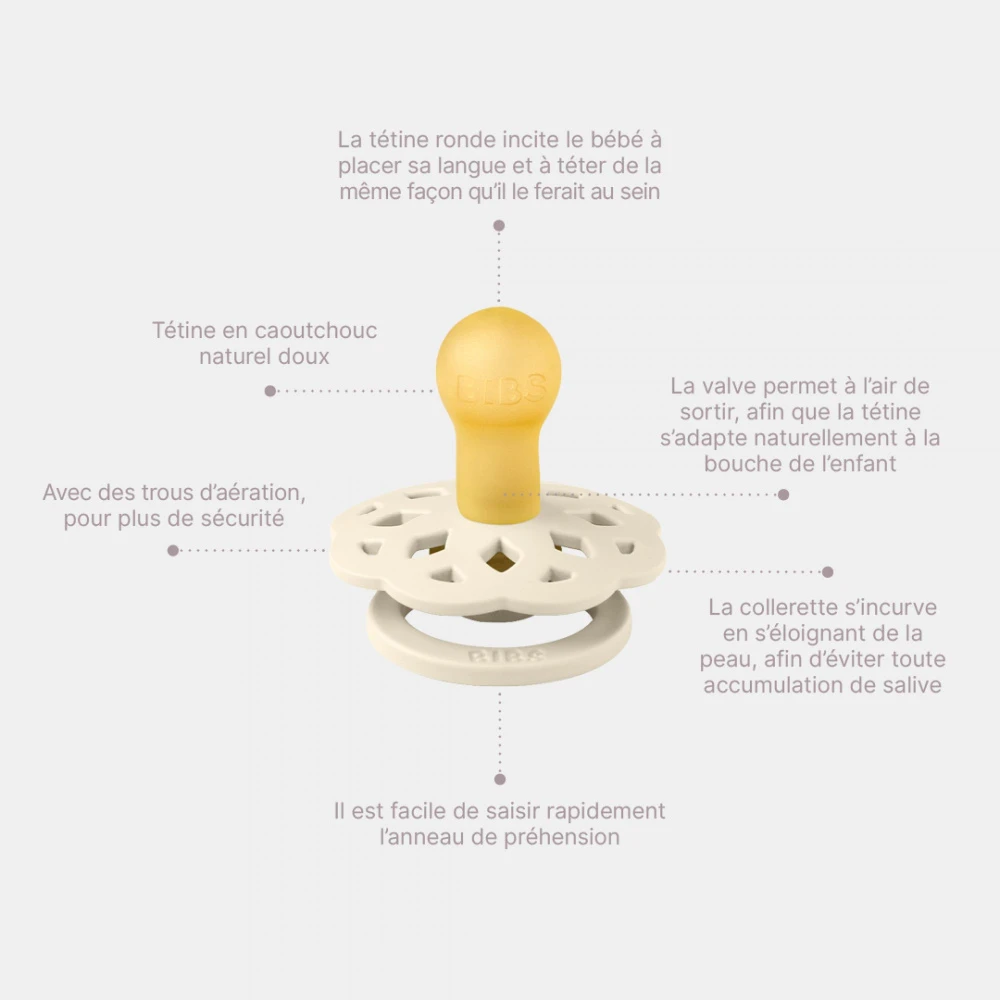 BIBS Pack De 2 Sucettes Bohème Caoutchouc 6 Mois+ Ivory Et Sage – Image 7