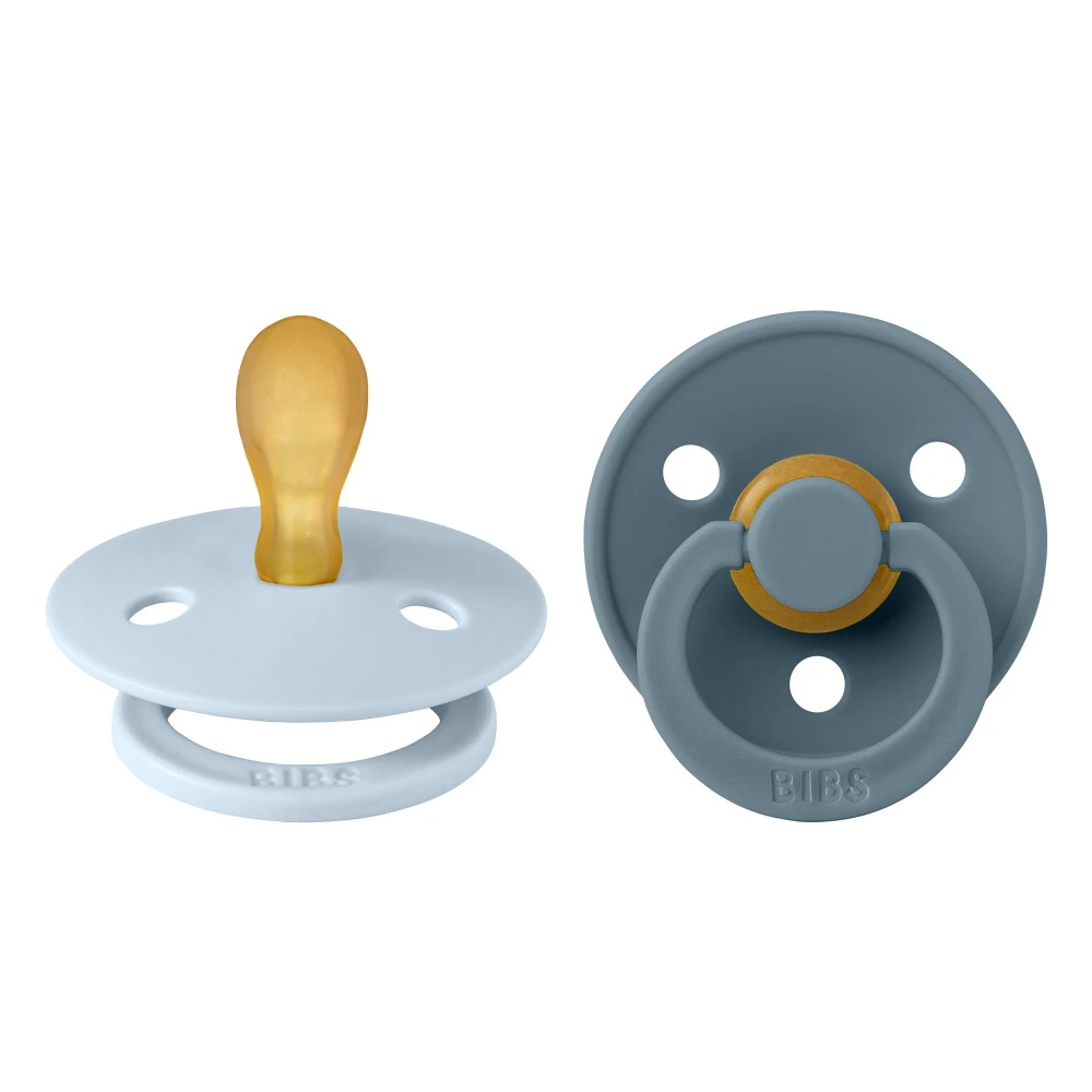 BIBS Pack De 2 Sucettes Colour Caoutchouc Symétrique 0-6 Mois Baby Blue Et Petrol