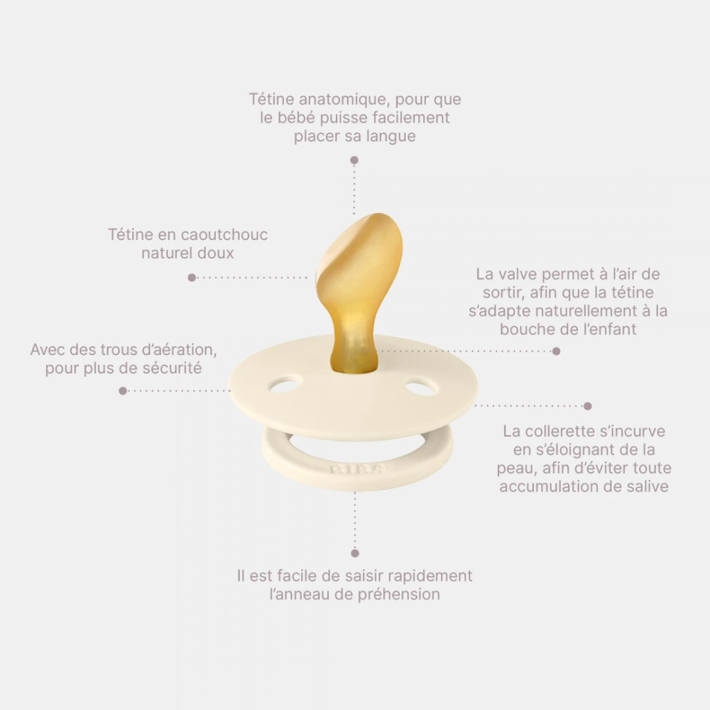 BIBS Pack De 2 Sucettes Colour Caoutchouc Anatomique 6 Mois+ Fossil Grey Et Mauve – Image 7