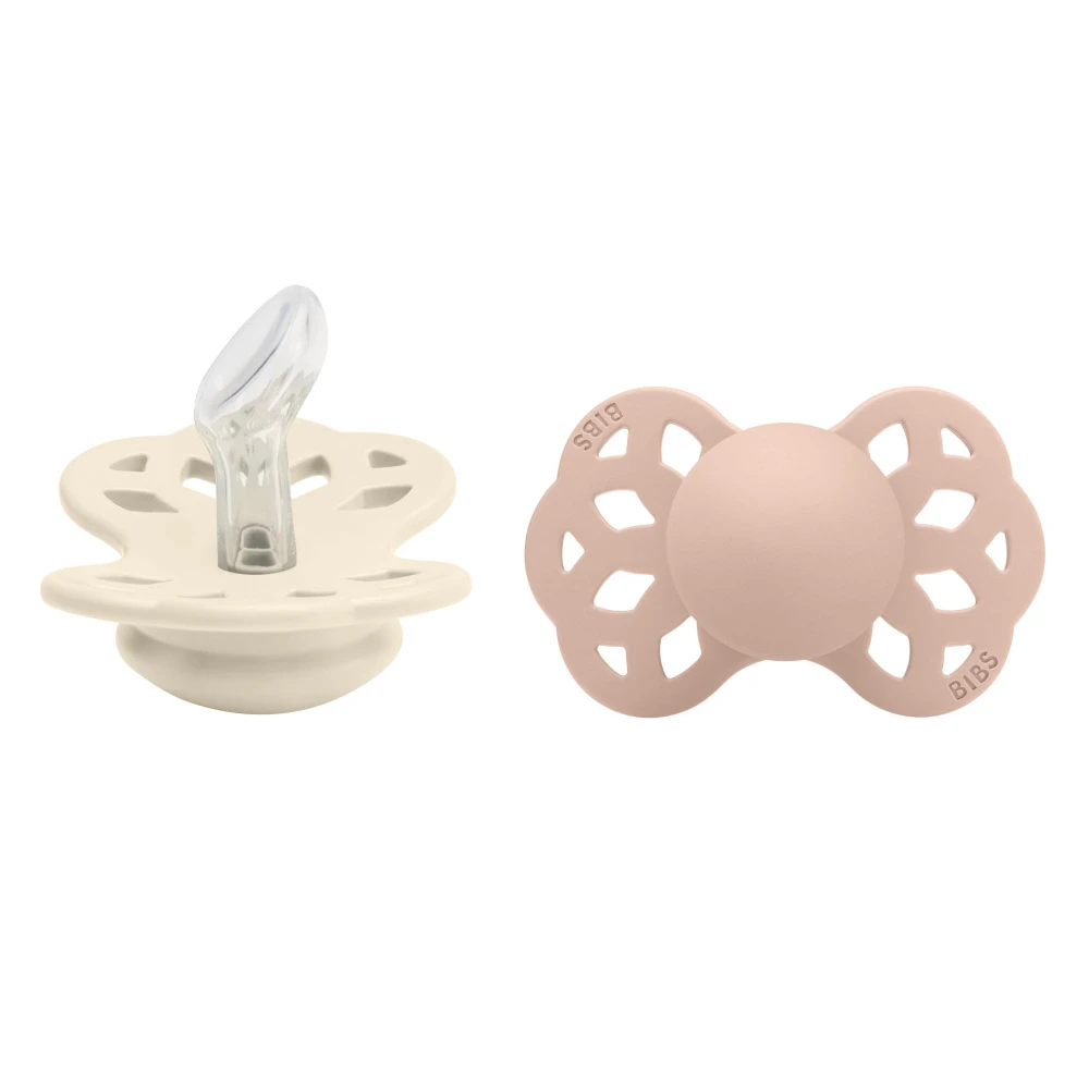 BIBS Pack De 2 Sucettes Infinity Silicone Anatomique 0-6 Mois Ivory Et Blush