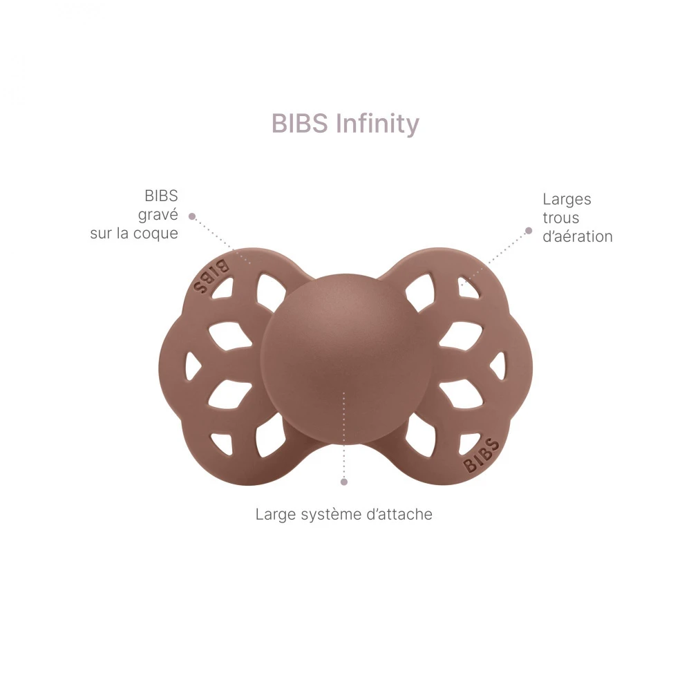 BIBS Pack De 2 Sucettes Infinity Silicone Anatomique 0-6 Mois Ivory Et Blush – Image 6