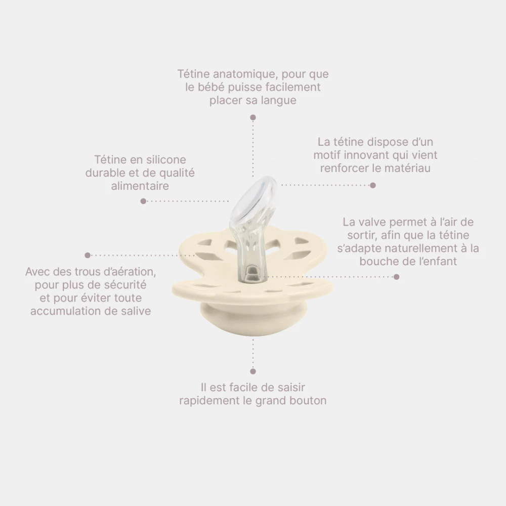 BIBS Pack De 2 Sucettes Infinity Silicone Anatomique 0-6 Mois Ivory Et Blush – Image 7