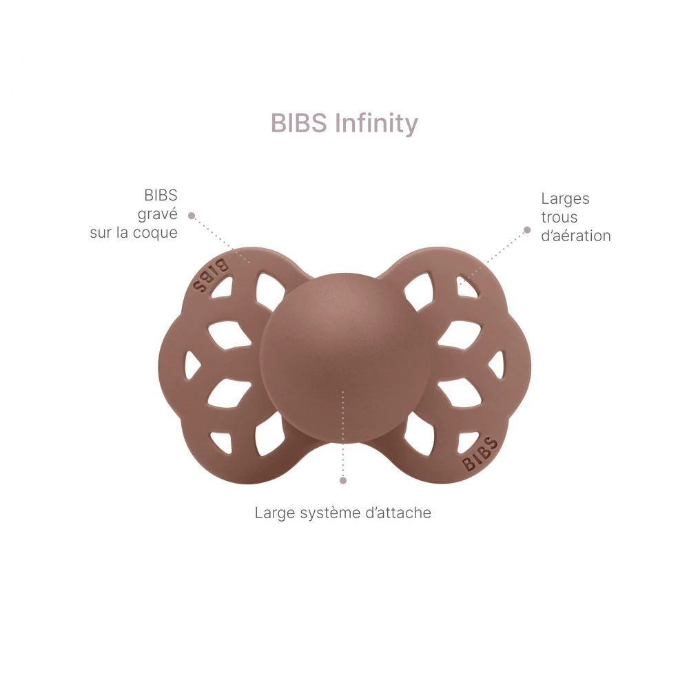 BIBS Pack De 2 Sucettes Infinity Silicone Anatomique 6 Mois+ Ivory Et Sage – Image 6