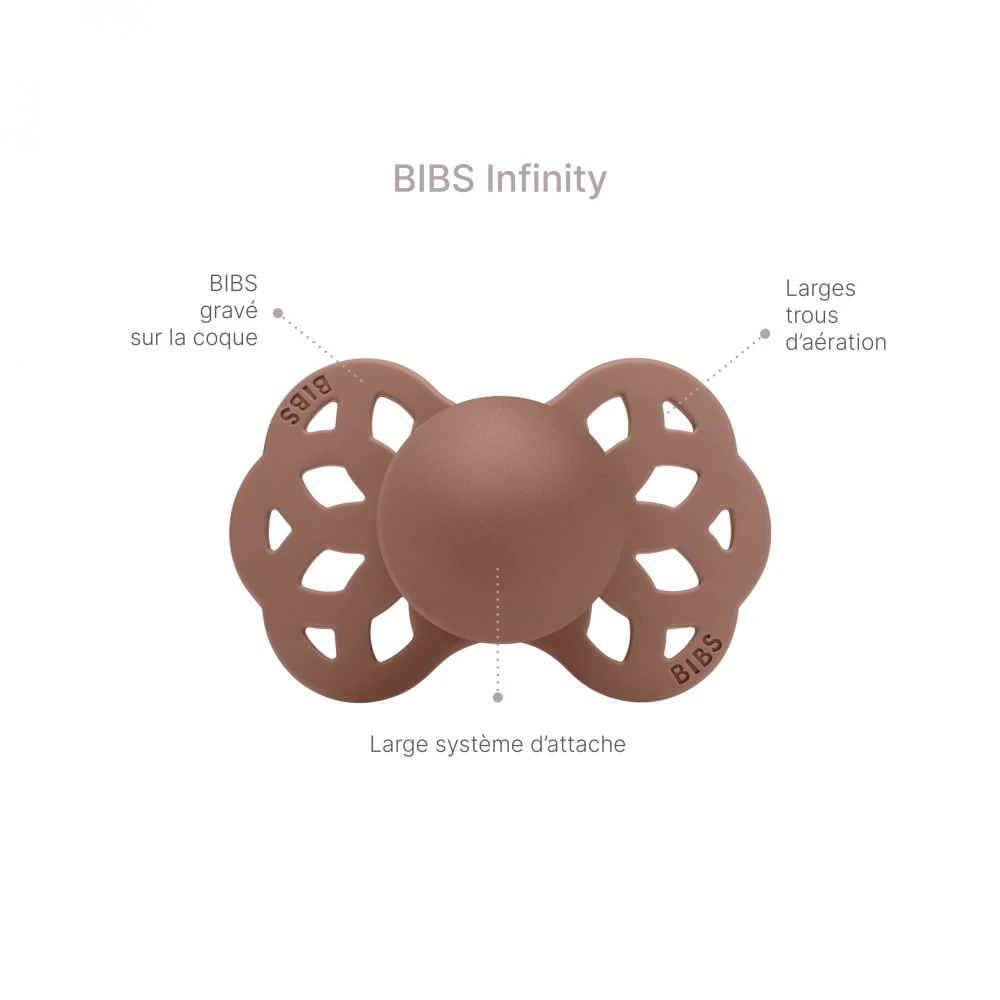BIBS Pack De 2 Sucettes Infinity Silicone Symétrique 6 Mois+ Ivory Et Sage – Image 6