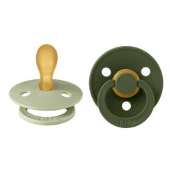 BIBS Pack De 2 Sucettes Colour Caoutchouc Symétrique 6 Mois+ Sage Et Hunter Green