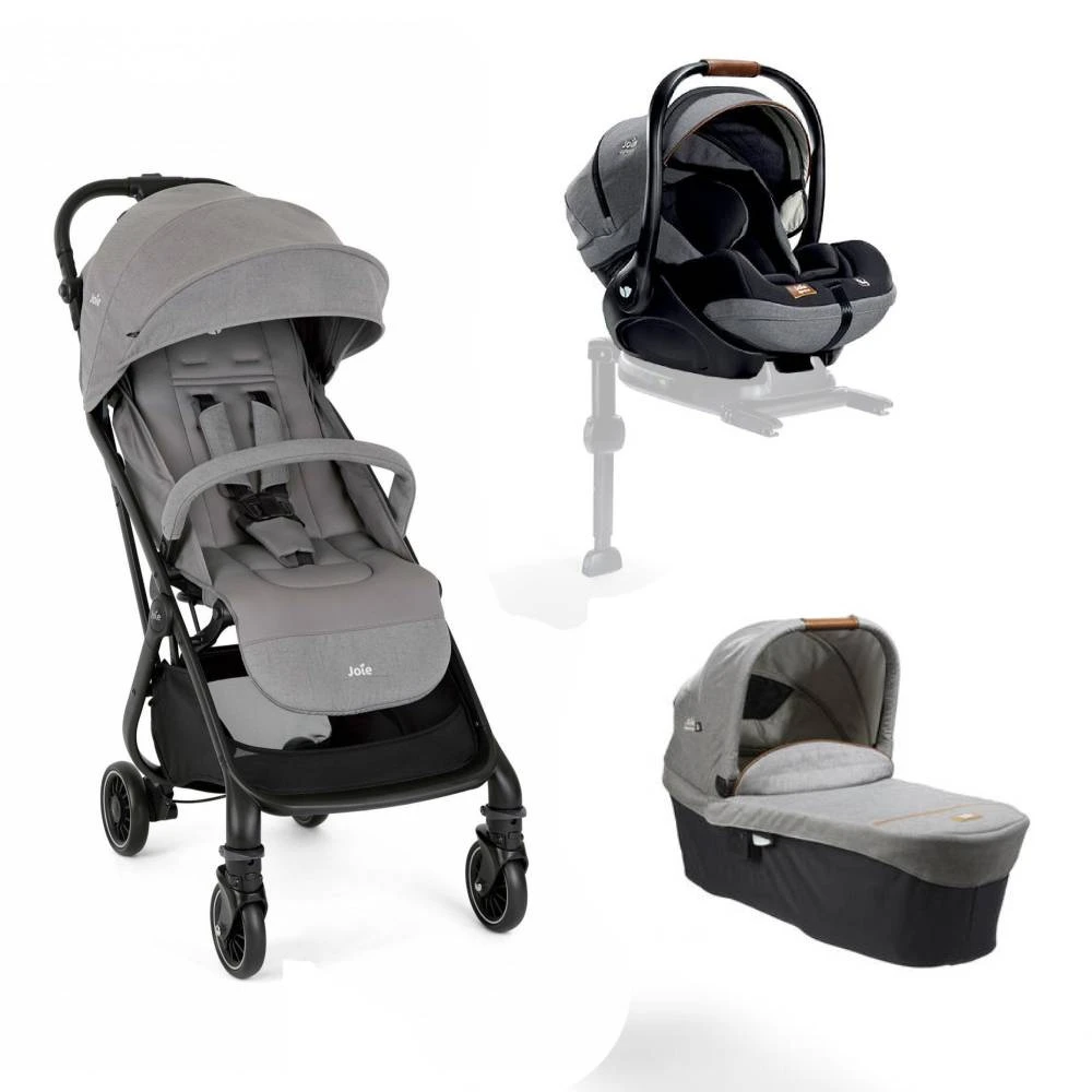 Joie Pack Trio Poussette Tourist Pebble + Siège Auto I-level Recline Signature Carbon + Nacelle Ramble Signature Carbon