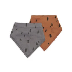 Jollein Lot De 2 Bavoirs Bandana Spot Caramel Et Storm Grey
