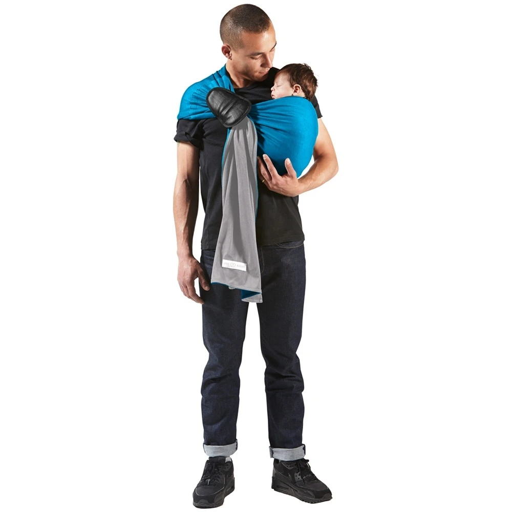 Echarpe De Portage Sans Nœud - Gris Chiné, Bleu Canard (réversible) – Image 2