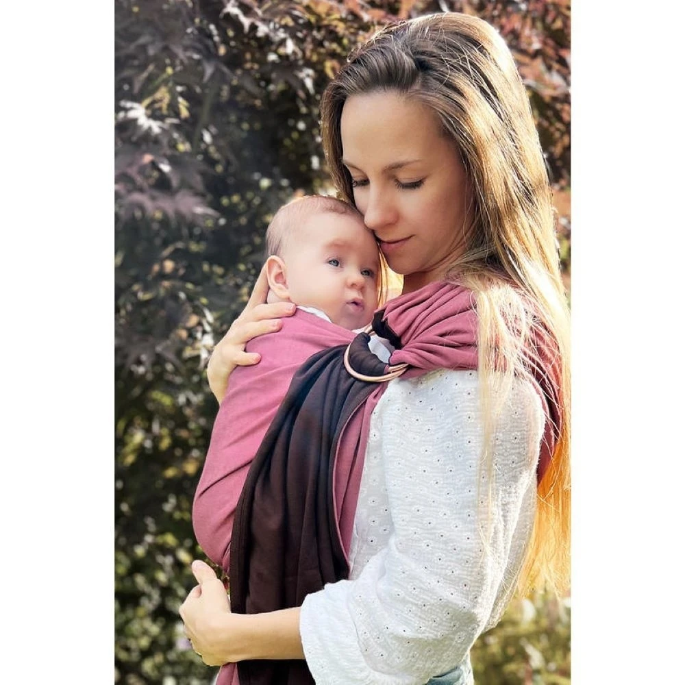 Petite écharpe De Portage Sans Nœud Rosé Et Pécan – Image 3