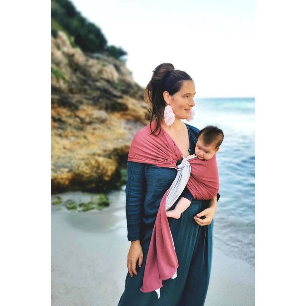 Petite écharpe De Portage Sans Nœud Chiné Et Rosé – Image 3