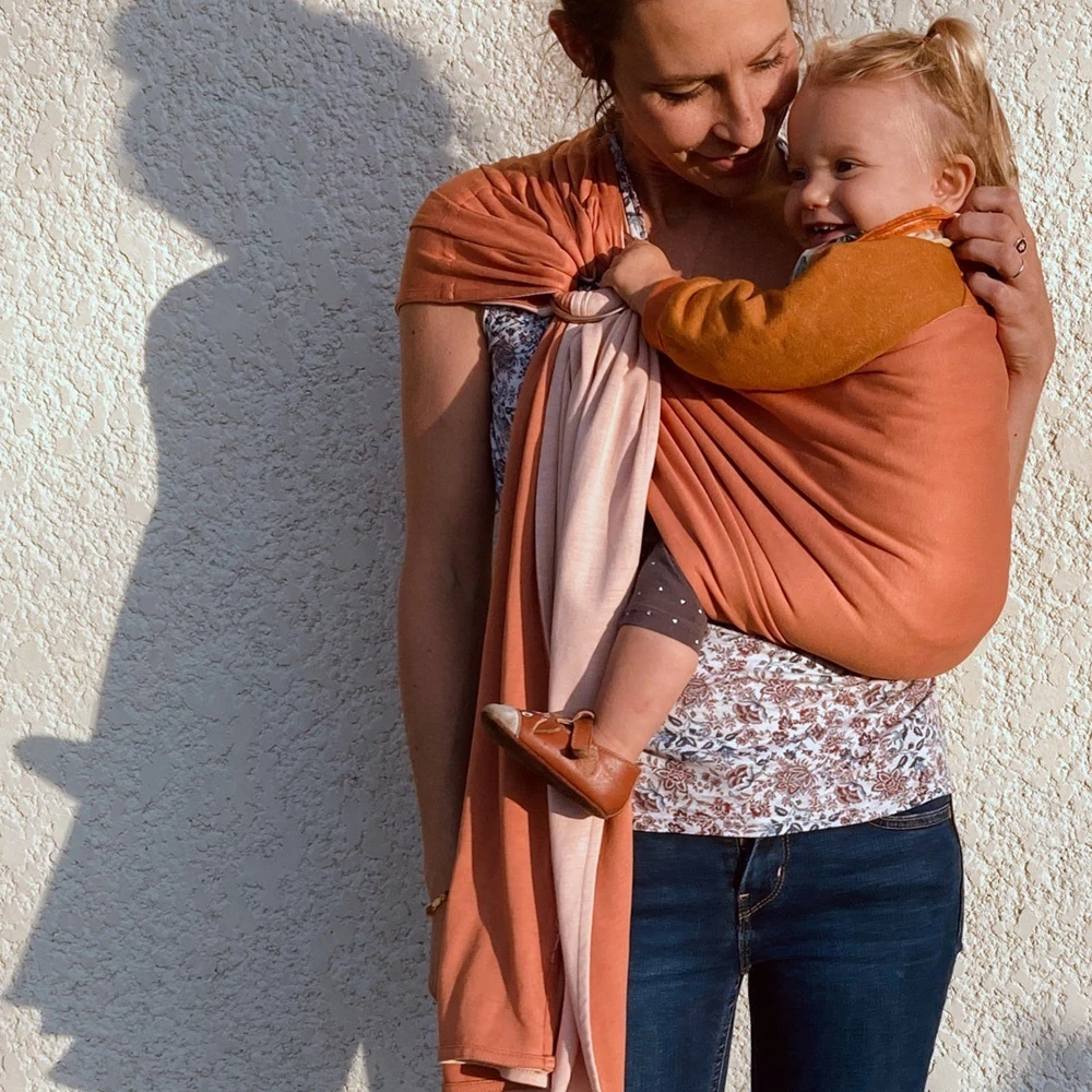 Echarpe De Portage Sans Nœud - Nude, Caramel (réversible) – Image 11
