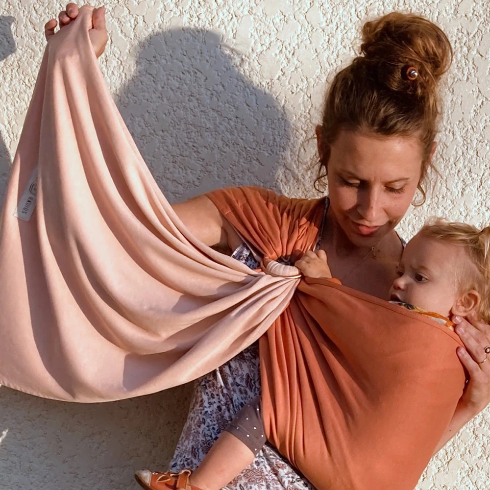 Echarpe De Portage Sans Nœud - Nude, Caramel (réversible) – Image 12