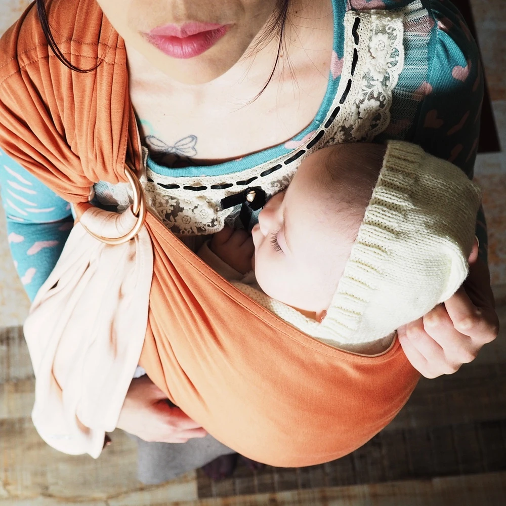 Echarpe De Portage Sans Nœud - Nude, Caramel (réversible) – Image 9
