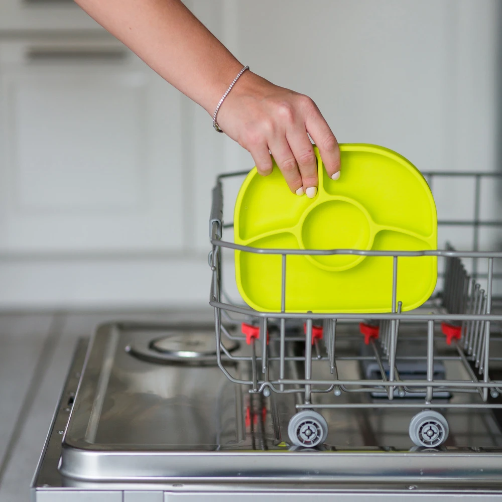 Coffret Assiette Et Cuillère En Silicone Yümi Lime – Image 3