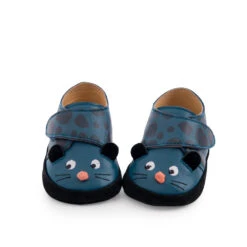 Moulin Roty Chaussons Cuir Bébé 0-6 Mois Bleu Dans La Jungle