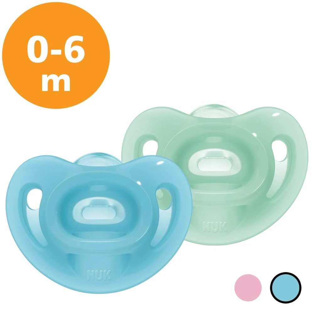 NUK Lot De 2 Sucettes Sensitive 0-6 Mois Garçon