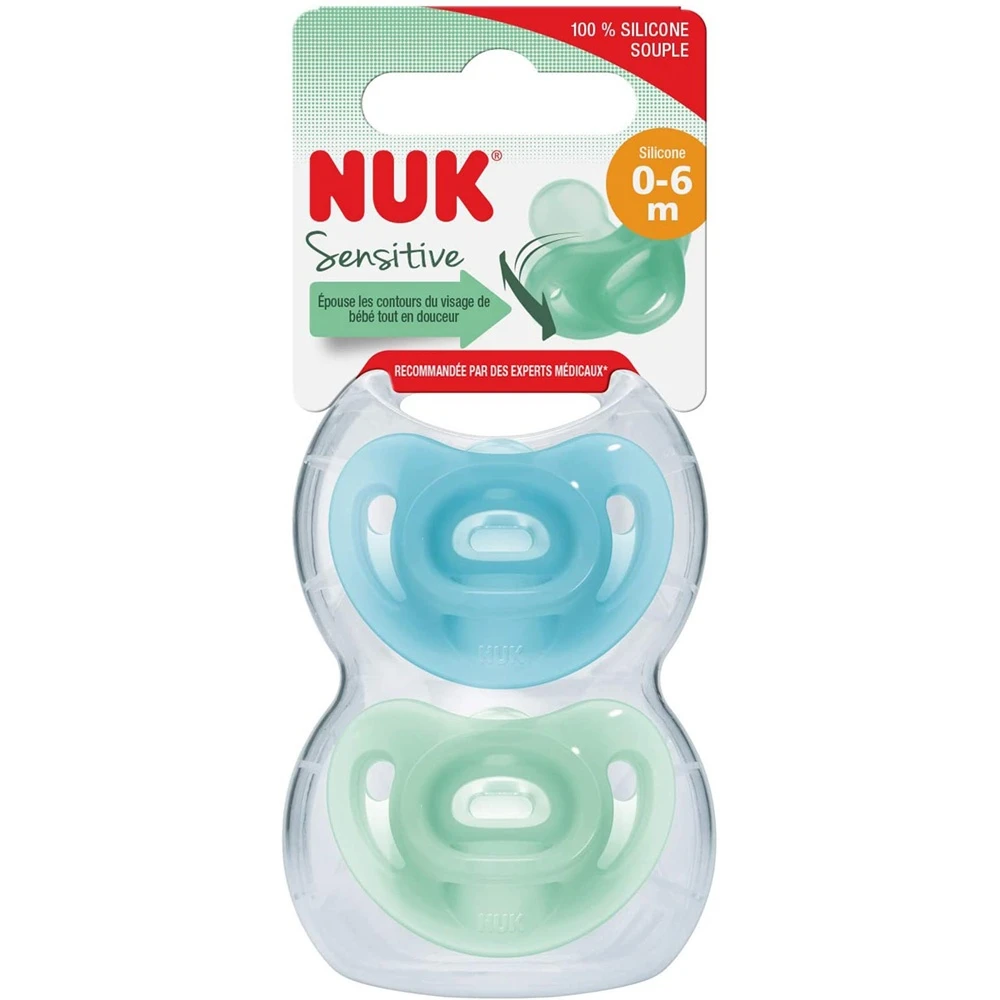 NUK Lot De 2 Sucettes Sensitive 0-6 Mois Garçon – Image 3