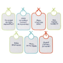 Lot De 7 Bavoirs Naissance Message