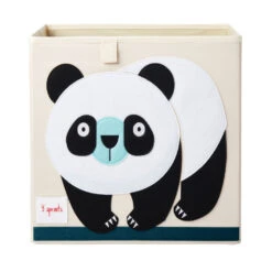 3 Sprouts Cube De Rangement Panda 33 X 33 Cm
