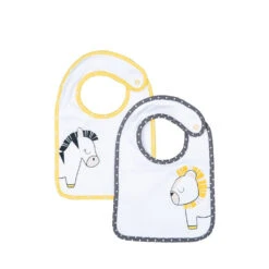 Lot De 2 Bavoirs Pluche Et Pompon