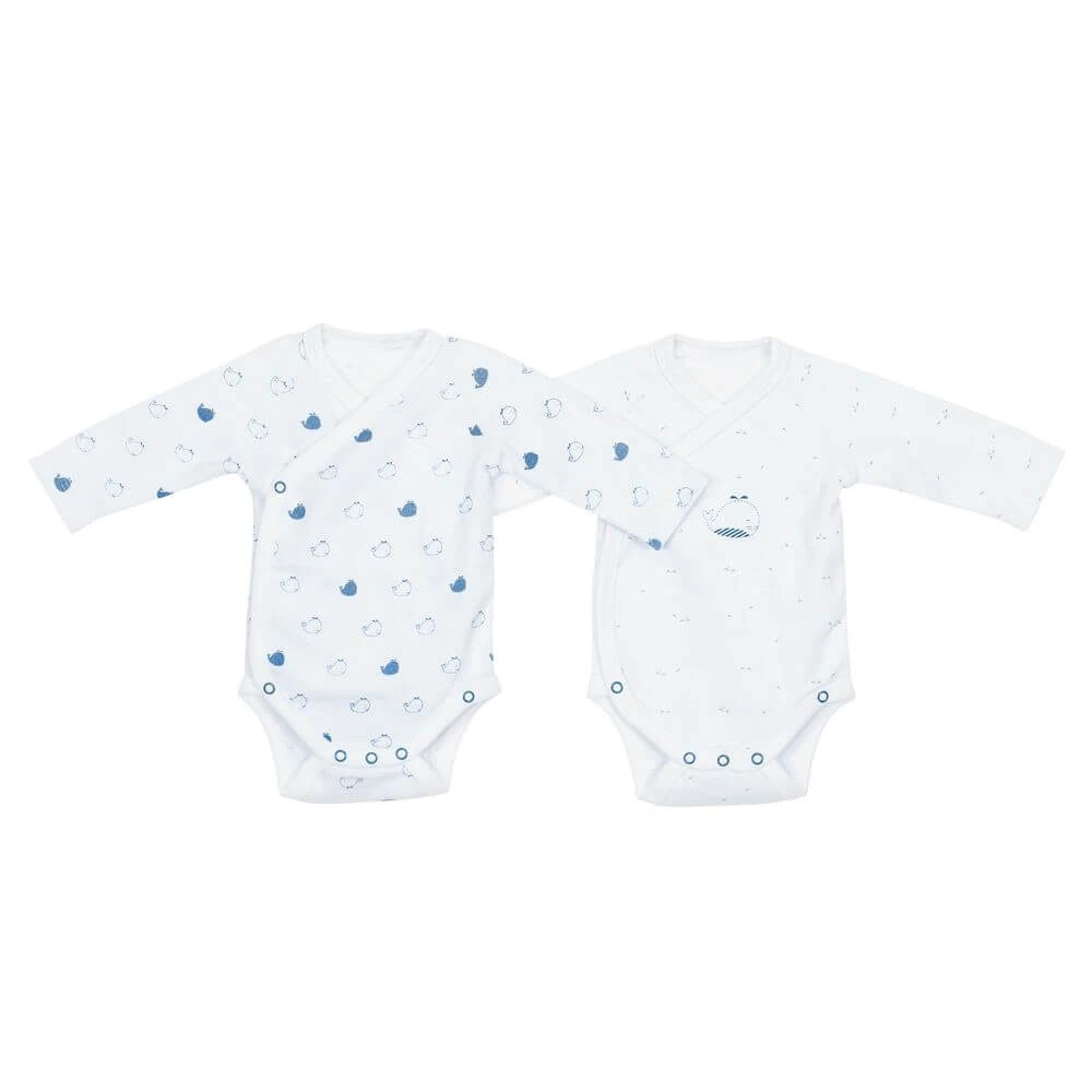 Lot De 2 Bodies Blanc Et Bleu Naissance Blue Baleine – Image 2