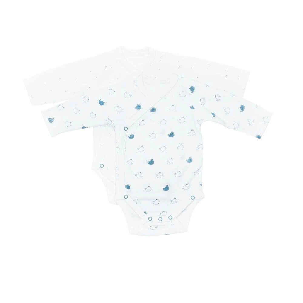 Lot De 2 Bodies Blanc Et Bleu 3 Mois Blue Baleine