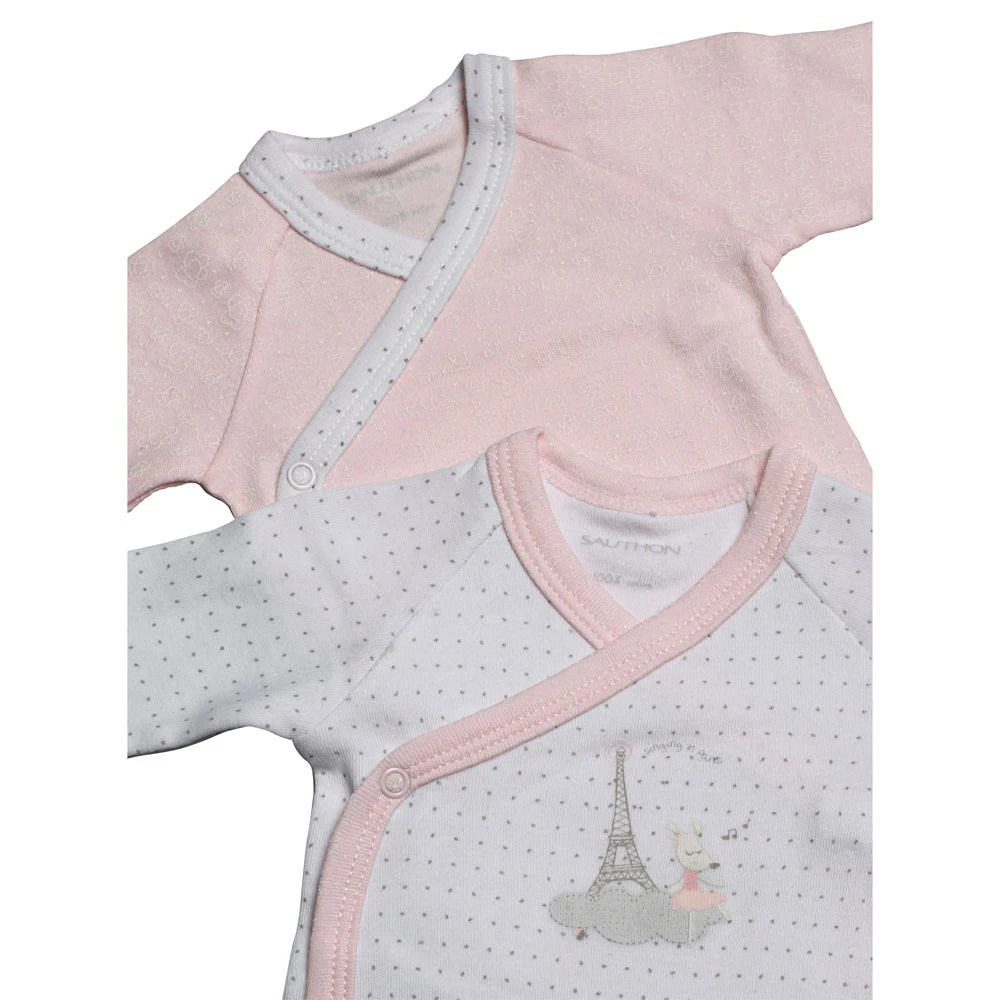Lot De 2 Bodies Blanc Et Rose Naissance Lilibelle – Image 2