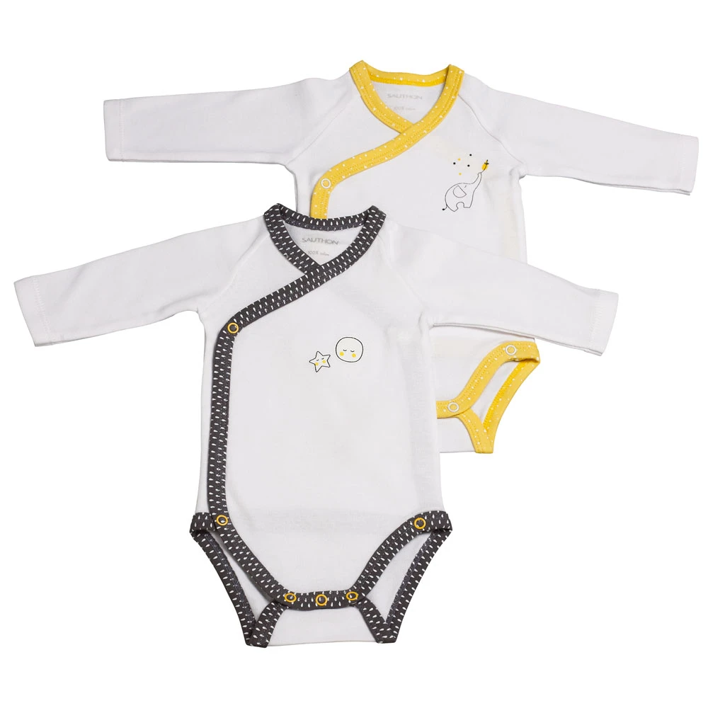 Lot De 2 Bodies Gris/jaune 3 Mois Babyfan