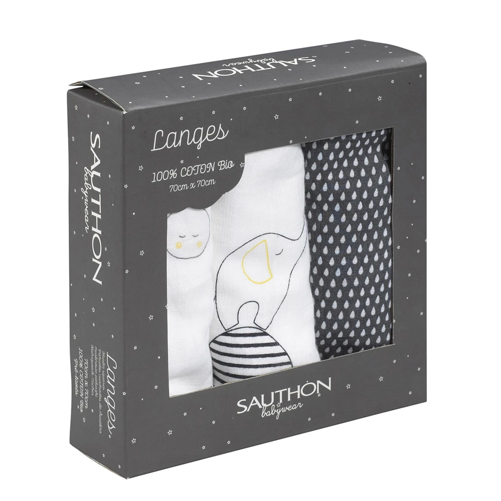 Lot De 3 Langes Bio 70x70cm Babyfan – Image 2