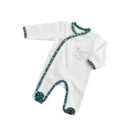 Pyjama Bébé Blanc 1 Mois Col Motif Tilleul Promenons Nous