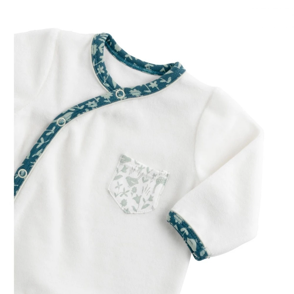 Pyjama Bébé Blanc 1 Mois Col Motif Tilleul Promenons Nous – Image 2