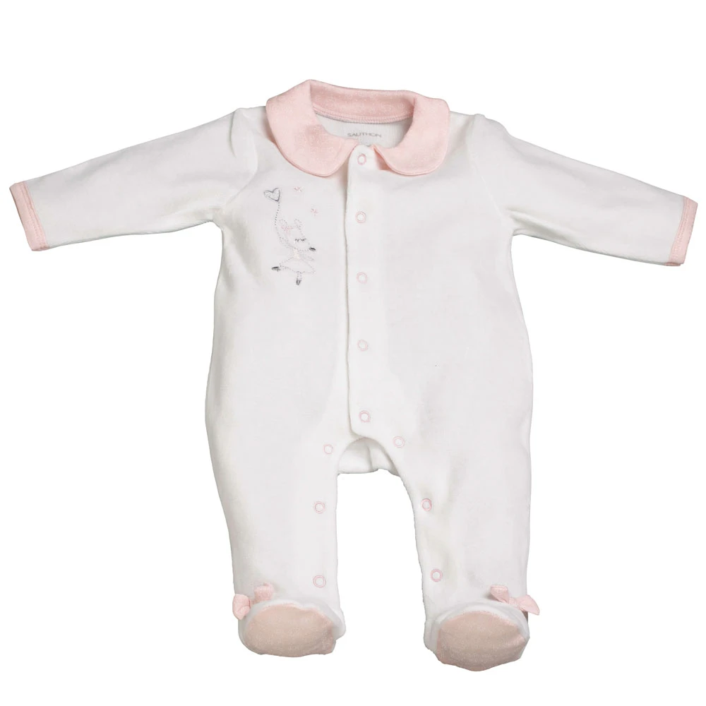 Pyjama Bébé Velours Blanc Lilibelle Naissance