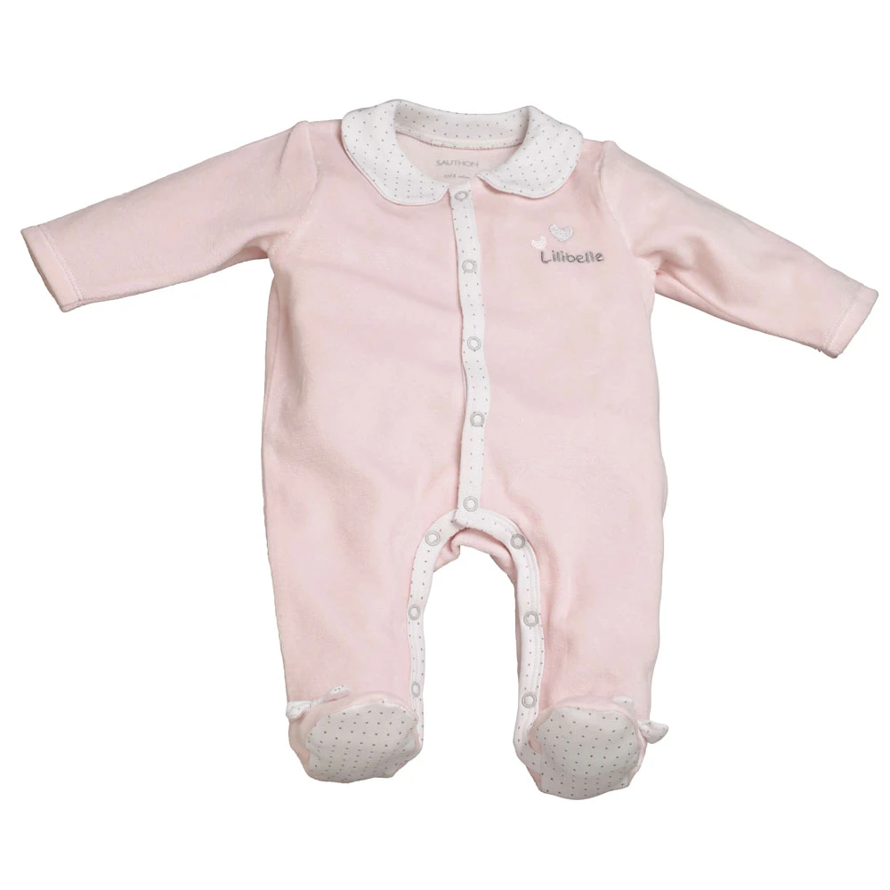 Pyjama Bébé Velours Rose Lilibelle Naissance