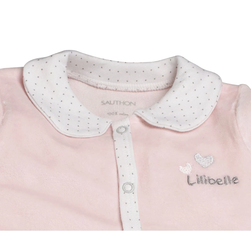 Pyjama Bébé Velours Rose Lilibelle Naissance – Image 3