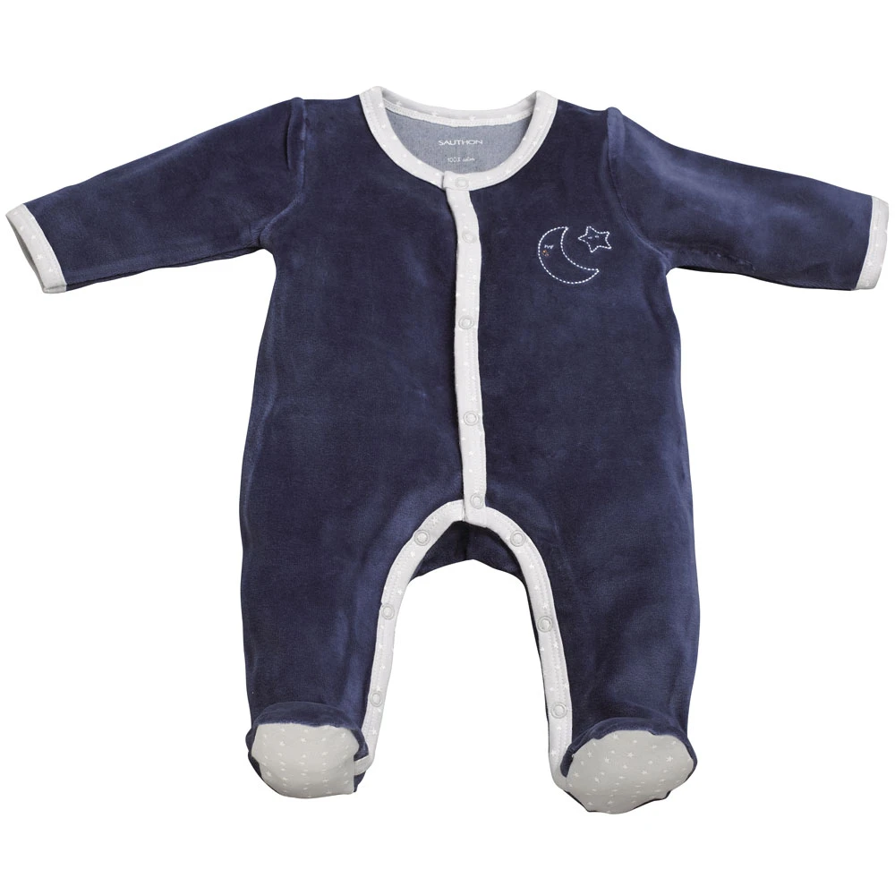Pyjama Bébé Velours Bleu Merlin Naissance