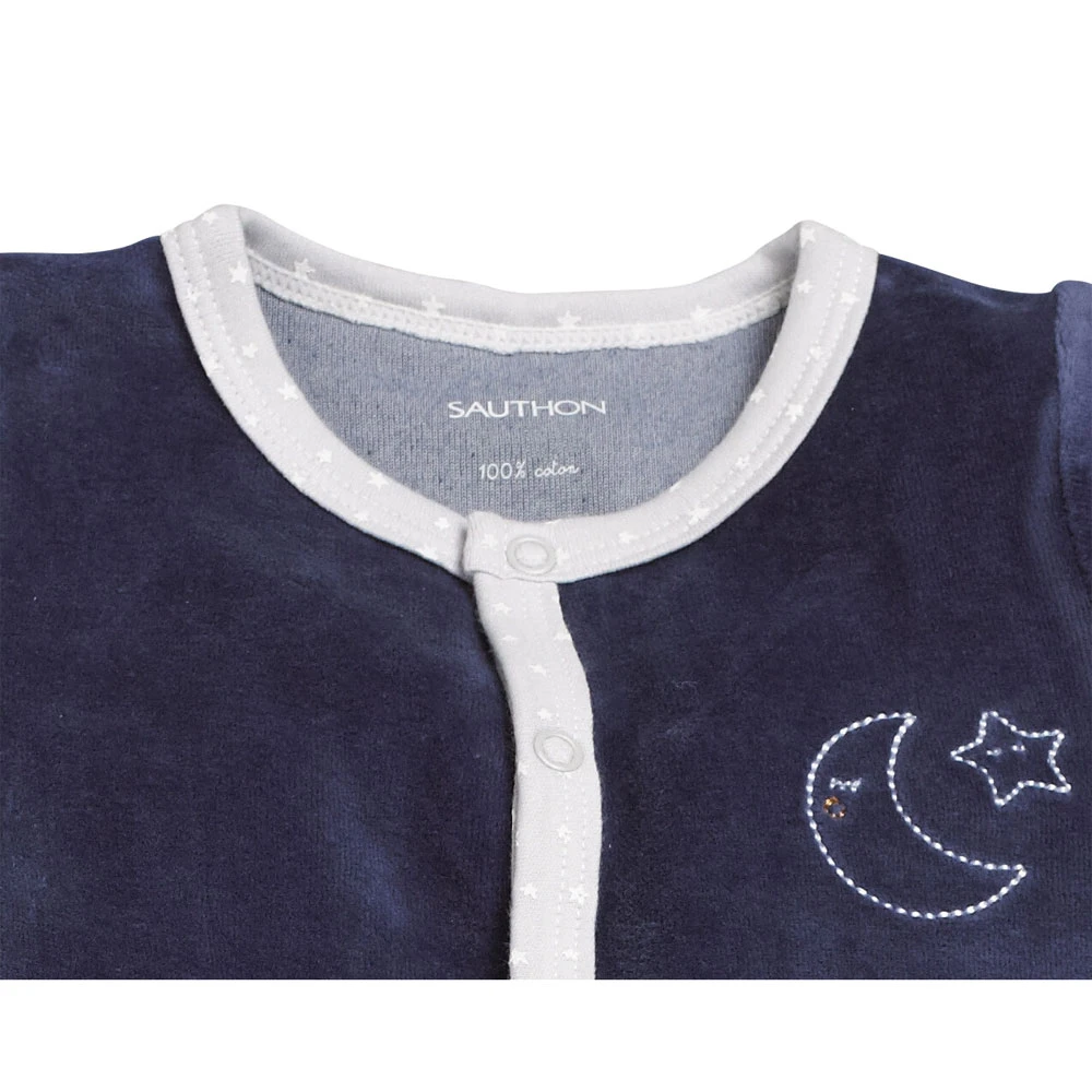 Pyjama Bébé Velours Bleu Merlin Naissance – Image 2