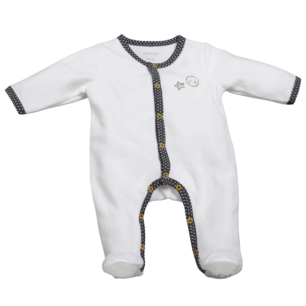 Pyjama Bébé Velours Blanc/gris Babyfan Naissance
