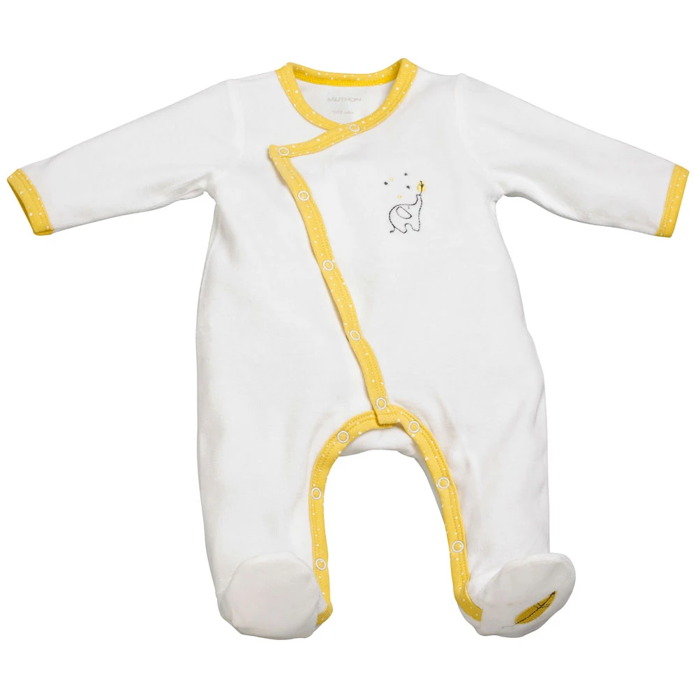 Pyjama Bébé Velours Blanc/jaune Babyfan Naissance