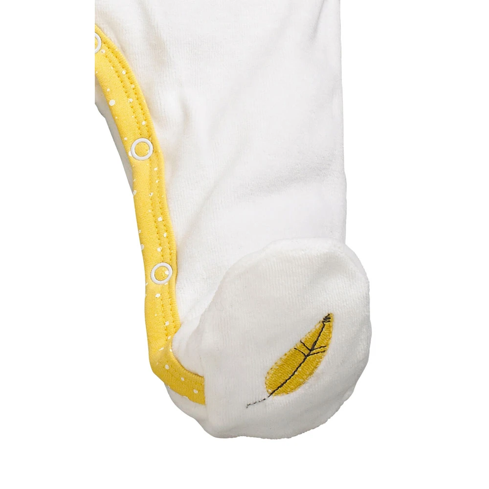 Pyjama Bébé Velours Blanc/jaune Babyfan Naissance – Image 3