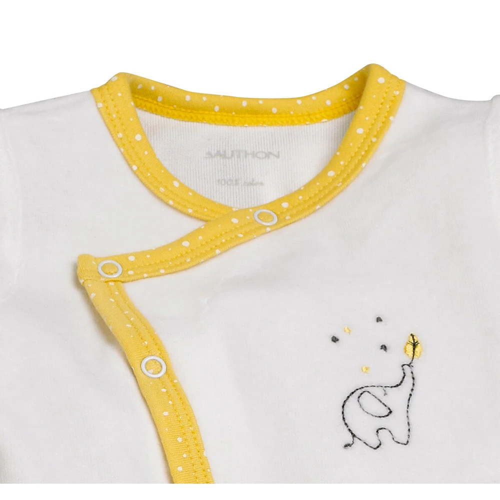 Pyjama Bébé Velours Blanc/jaune Babyfan 1 Mois – Image 2