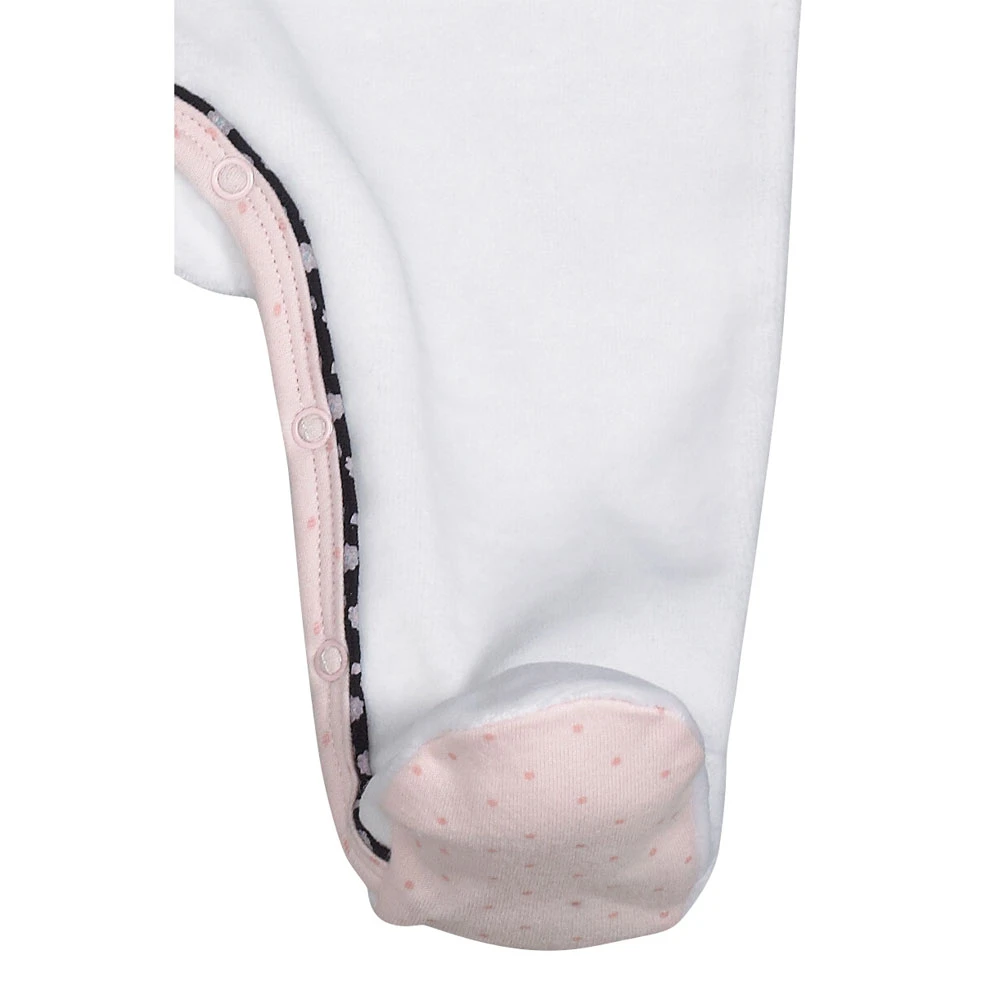 Pyjama Bébé Velours Blanc Miss Fleur De Lune 3 Mois – Image 3