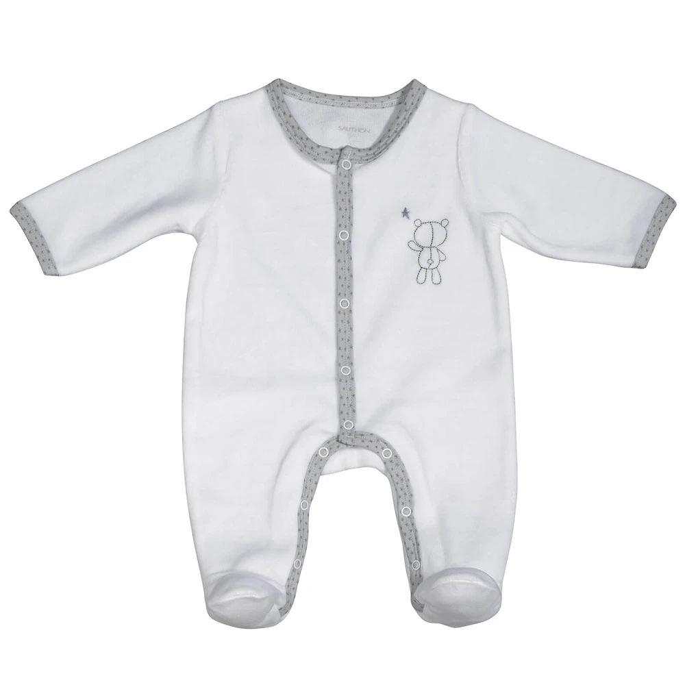 Pyjama Velours Blanc Ours Céleste 1 Mois