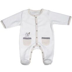 Pyjama Bébé Velours Blanc Timouki Naissance