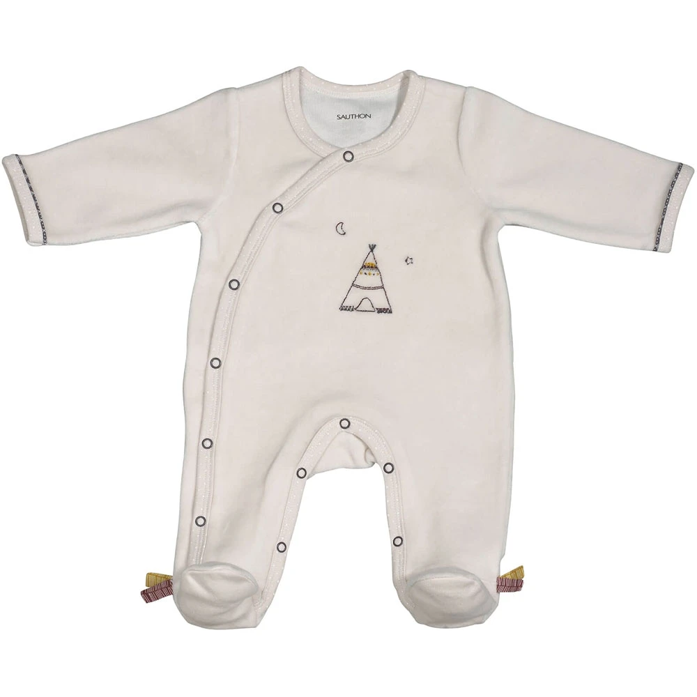 Pyjama Bébé Velours Beige Naissance Timouki