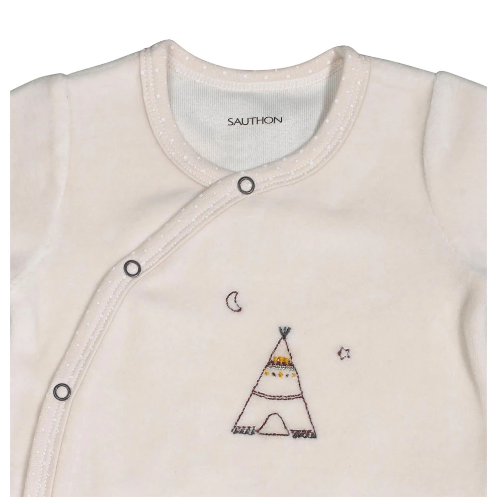 Pyjama Bébé Velours Beige 1 Mois Timouki – Image 2