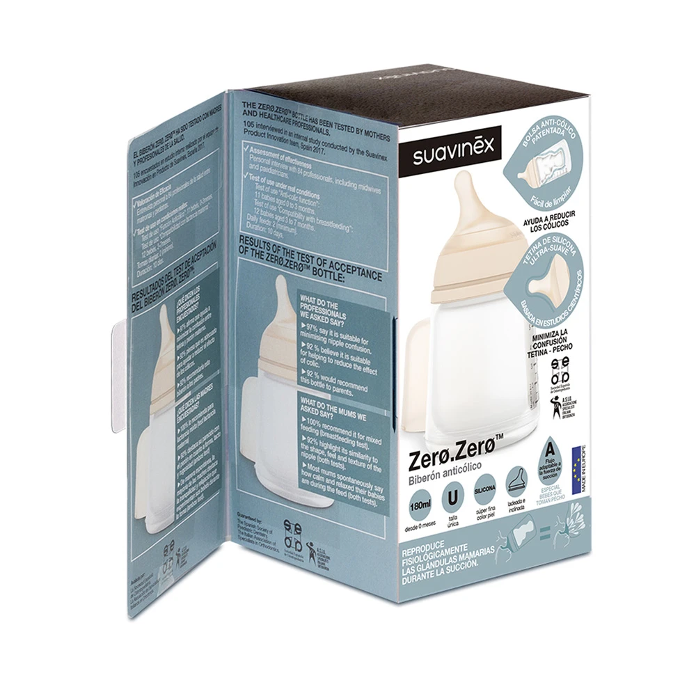 Suavinex Biberon Spécial Allaitement Zero Zero 180ml – Image 3