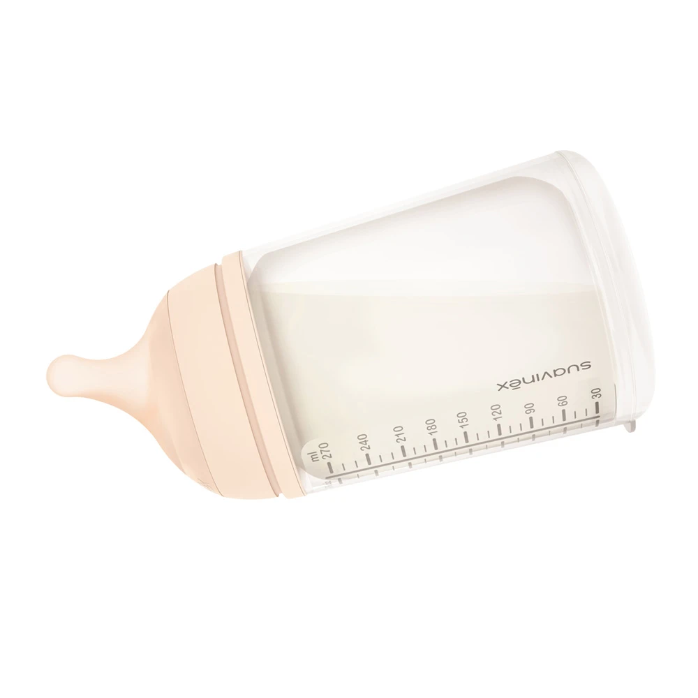 Suavinex Pack Biberon Zéro Zéro 270 Ml Débit Moyen + Tétine + Poche Silicone – Image 6