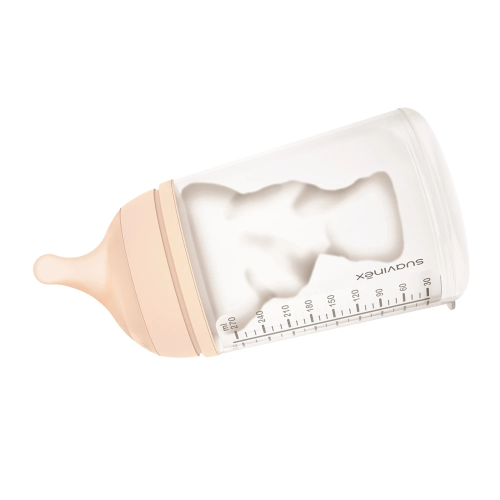 Suavinex Pack Biberon Zéro Zéro 270 Ml Débit Moyen + Tétine + Poche Silicone – Image 7